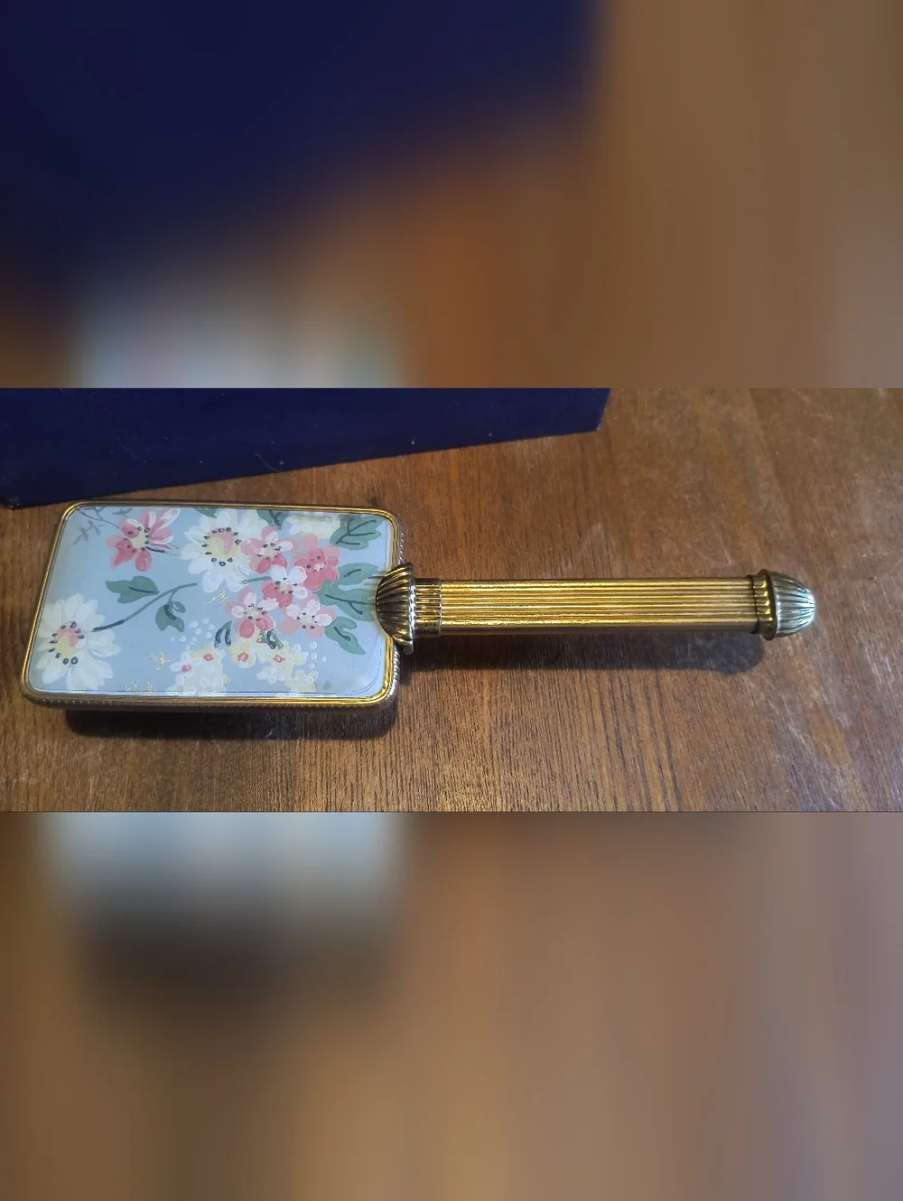 Vtg 1950s Hollywood Regency Gold Vanity Hair Brush Floral Brocade MidCent Decor